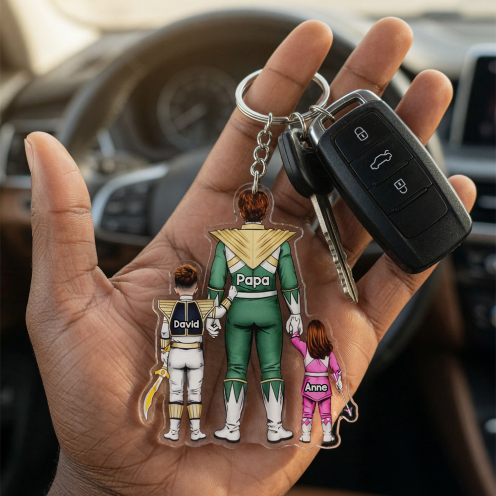 "Be Your Hero's Sidekick" - Custom Keychain Gift for Dad, Grandpa & Family Keychains PopCulturePrints