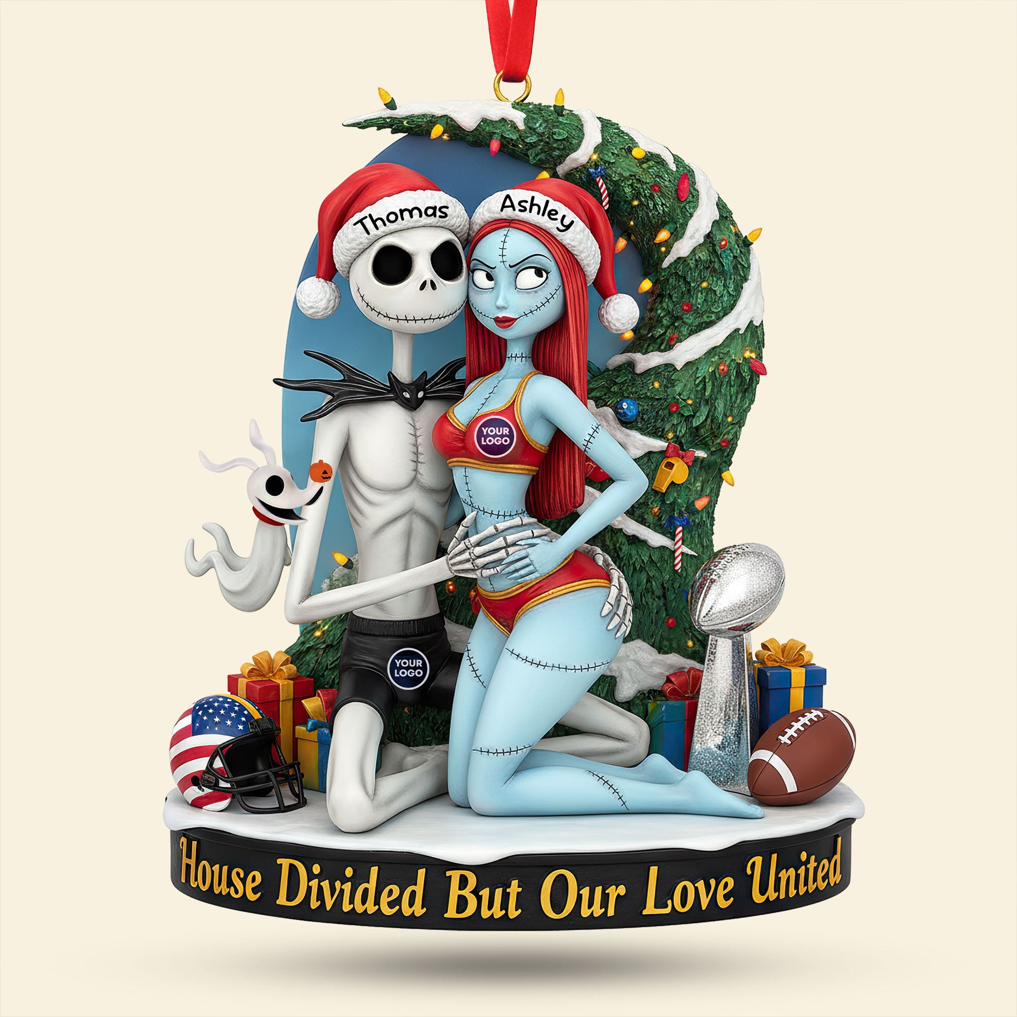 “House Divided But Our Love United” – Spooky Couple Ornament - Personalized Gift for Couples Ornament PopCulturePrints