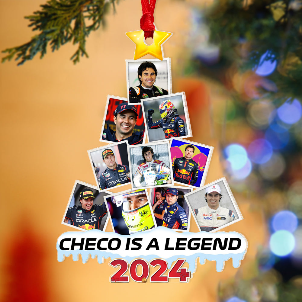 Personalized Christmas Ornament for Racing Fans - 'Checo is a Legend' 2024