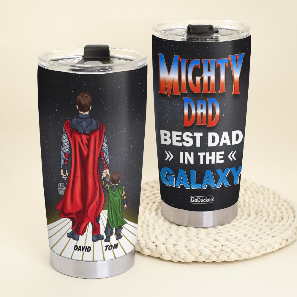 Mighty Dad Personalized Tumbler - Best Dad in the Galaxy Tumbler Cup PopCulturePrints