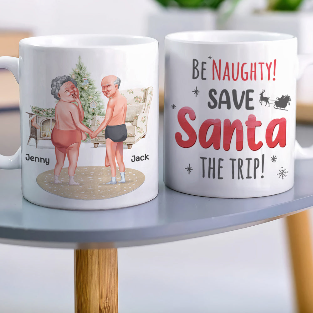 Playful Naughty Christmas Couple Personalized Coffee Mug