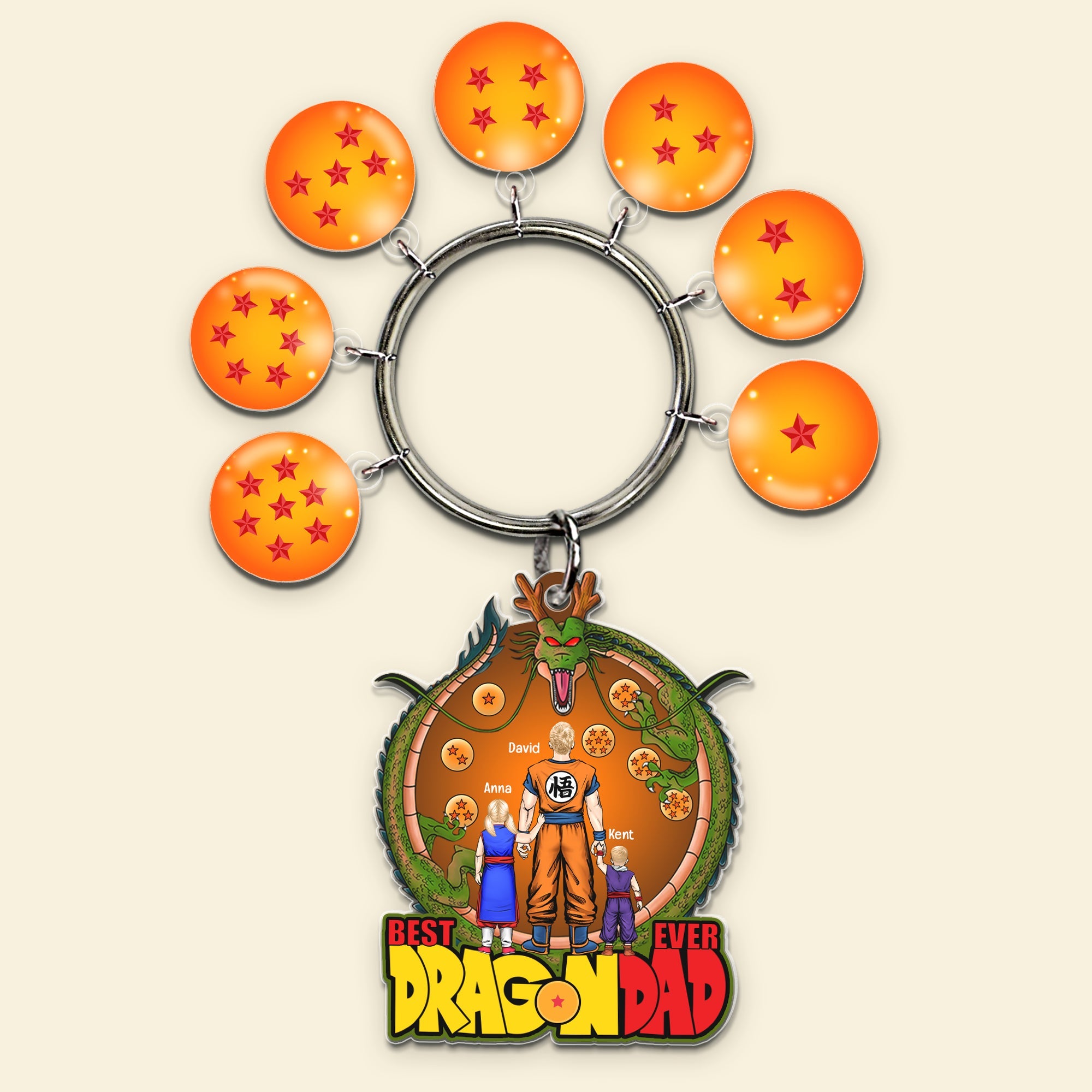 Custom Dragon Dad Keychain for Father's Day Keychains PopCulturePrints