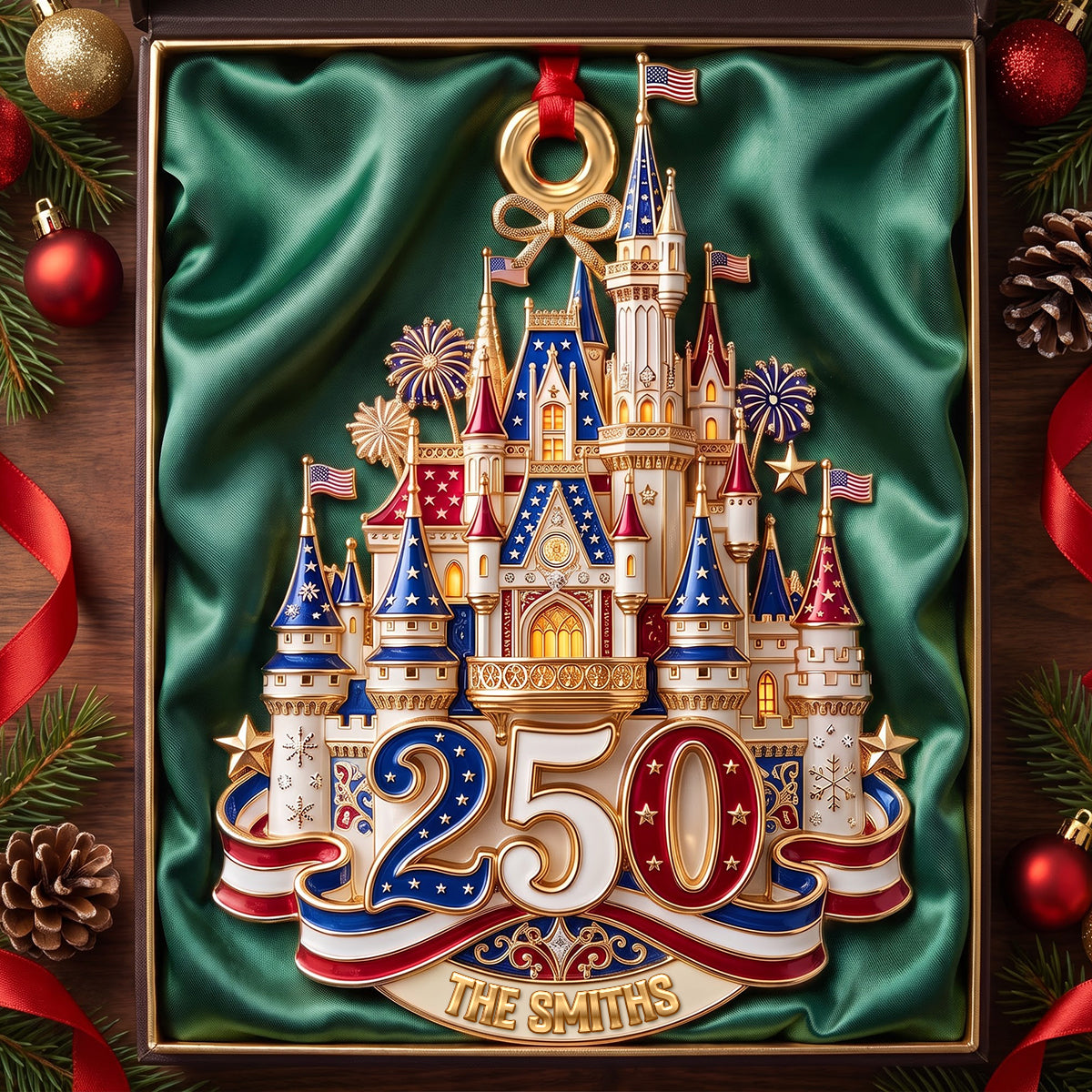 "Celebrate 250 Years of Freedom - Personalized Christmas Ornament"