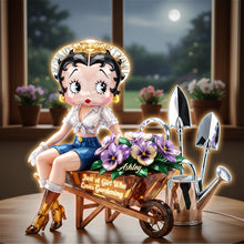 Load image into Gallery viewer, “Just A Girl Who Loves Gardening” - Retro Garden Girl Acrylic Light Box - Personalized Gift for Gardening Lovers Light Box PopCulturePrints
