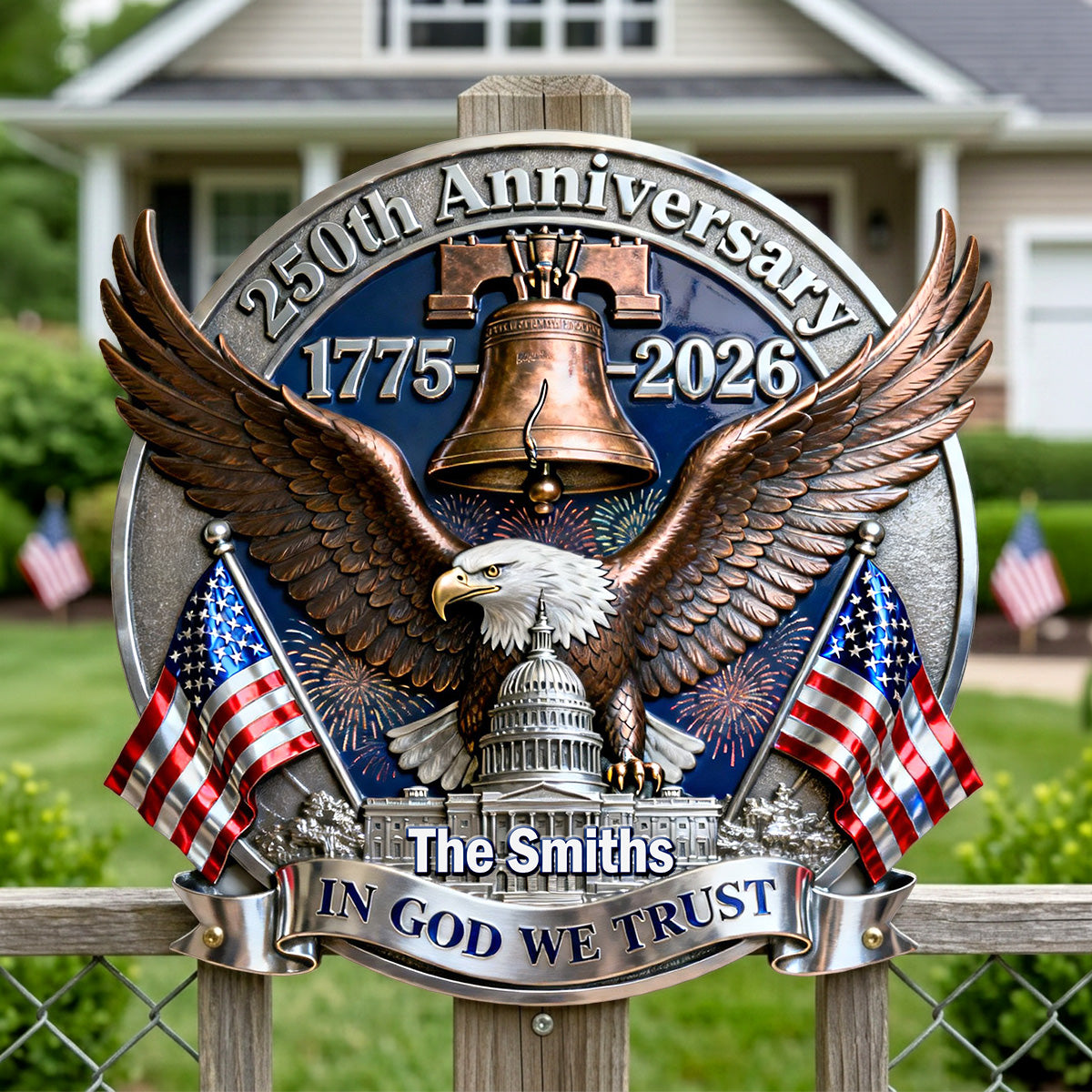 Celebrate Freedom: 250th Anniversary Of The USA Metal Sign - Personalized Gift for Patriotic Families Metal Signs PopCulturePrints