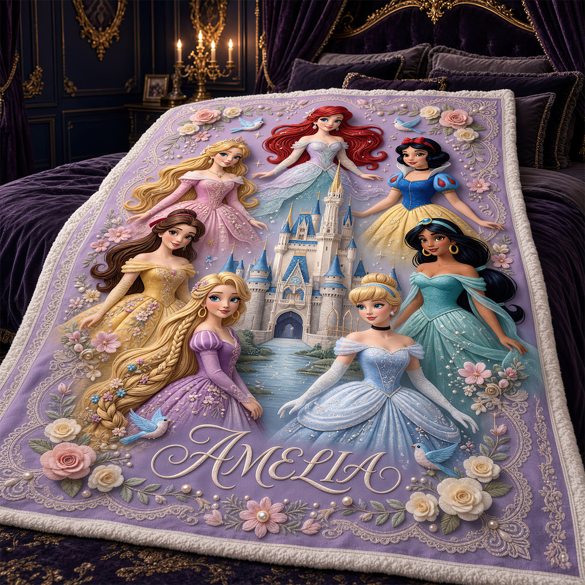 "Every Little Princess's Dream Come True" - Lovely Fairy Tale Princesses Blanket - Personalized Gift for Kids Blanket PopCulturePrints