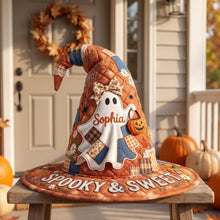 Load image into Gallery viewer, “Spooky &amp; Sweet” Personalized Boo Quilt Witch Hat - Unique Halloween Gift

