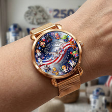 Load image into Gallery viewer, Celebrate Freedom with Our USA 250th Anniversary Mesh Strap Quartz Watch - Personalized Gift for Patriots Quartz Watch PopCulturePrints
