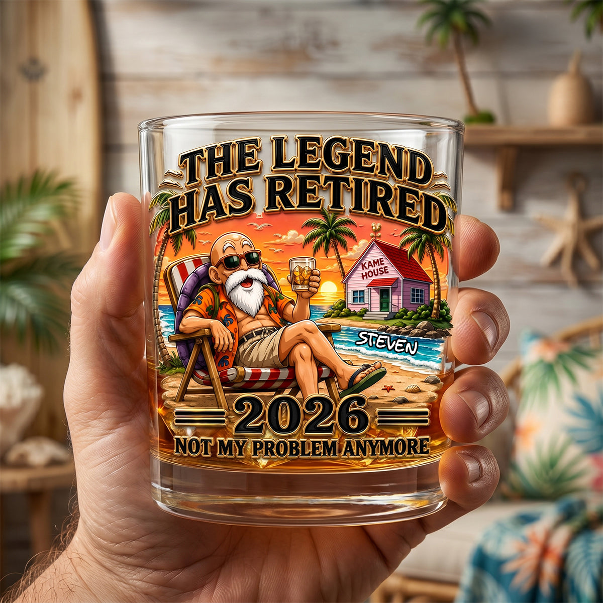 The Legend Has Retired - Personalized Round Glass Gift