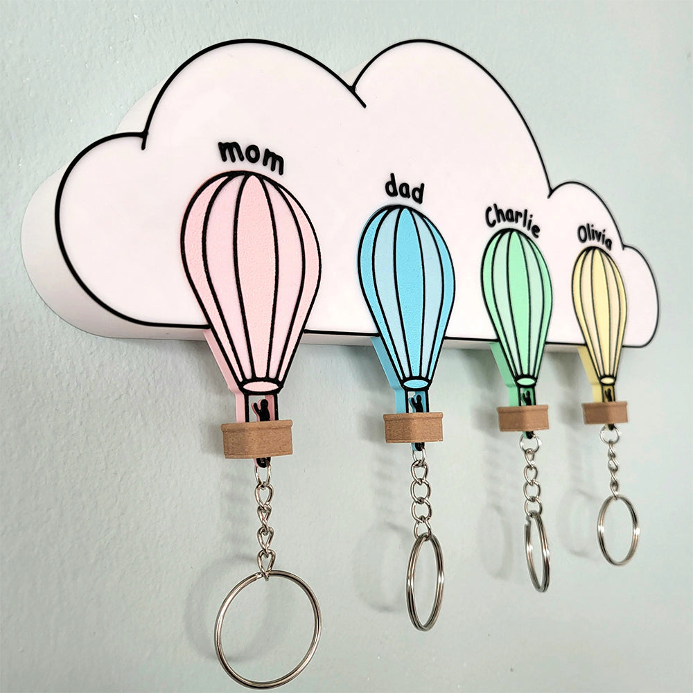 Personalized Hot Air Balloon Family Key Holder