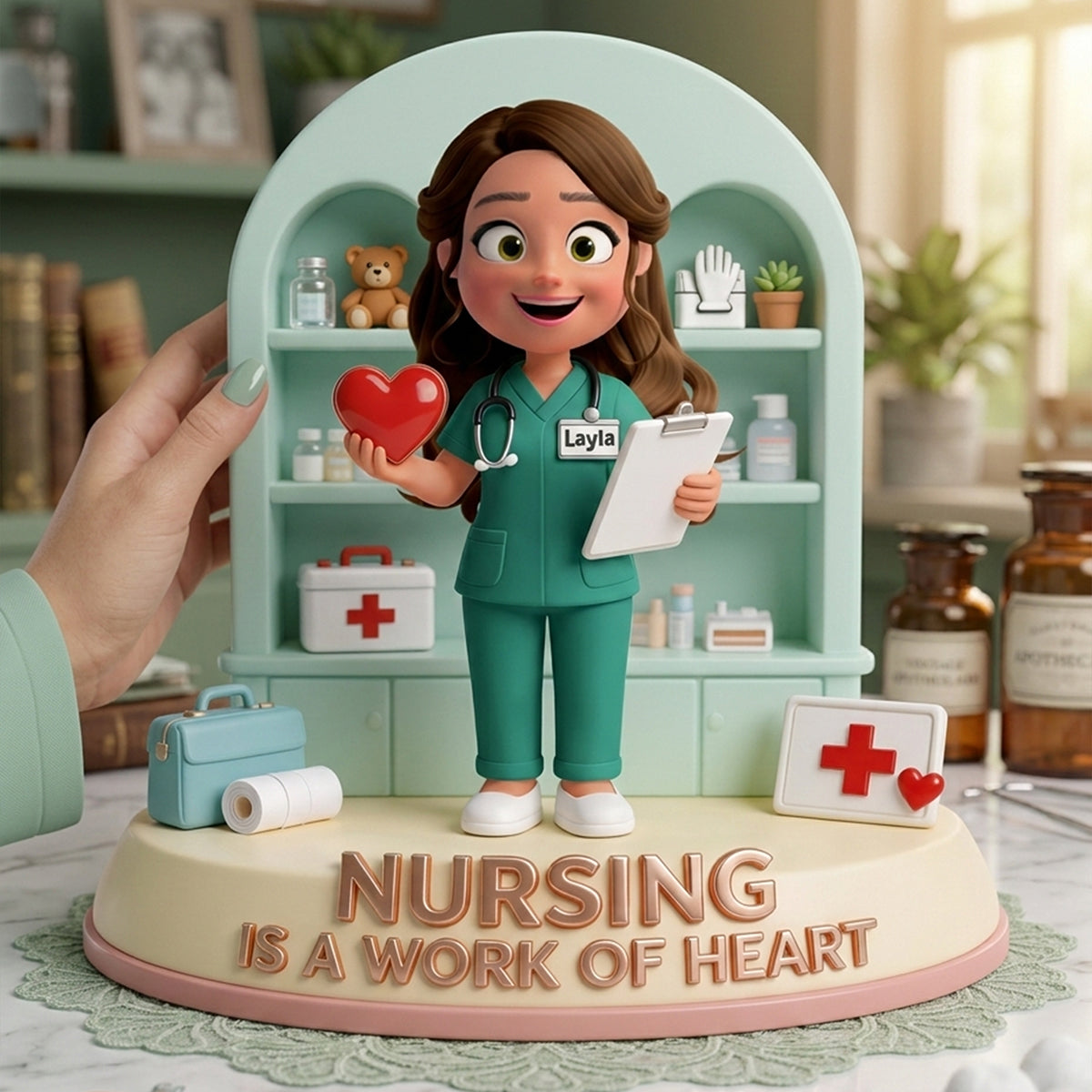 Nursing is a Work of Heart - Personalized Acrylic Plaque for Nurses Shaped Plaques PopCulturePrints