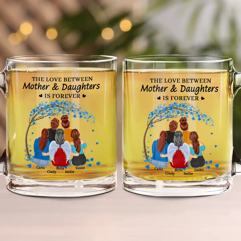 The Love Between Mother & Daughters Is Forever - Personalized Glass Mug for Moms & Daughters Glass Mug PopCulturePrints
