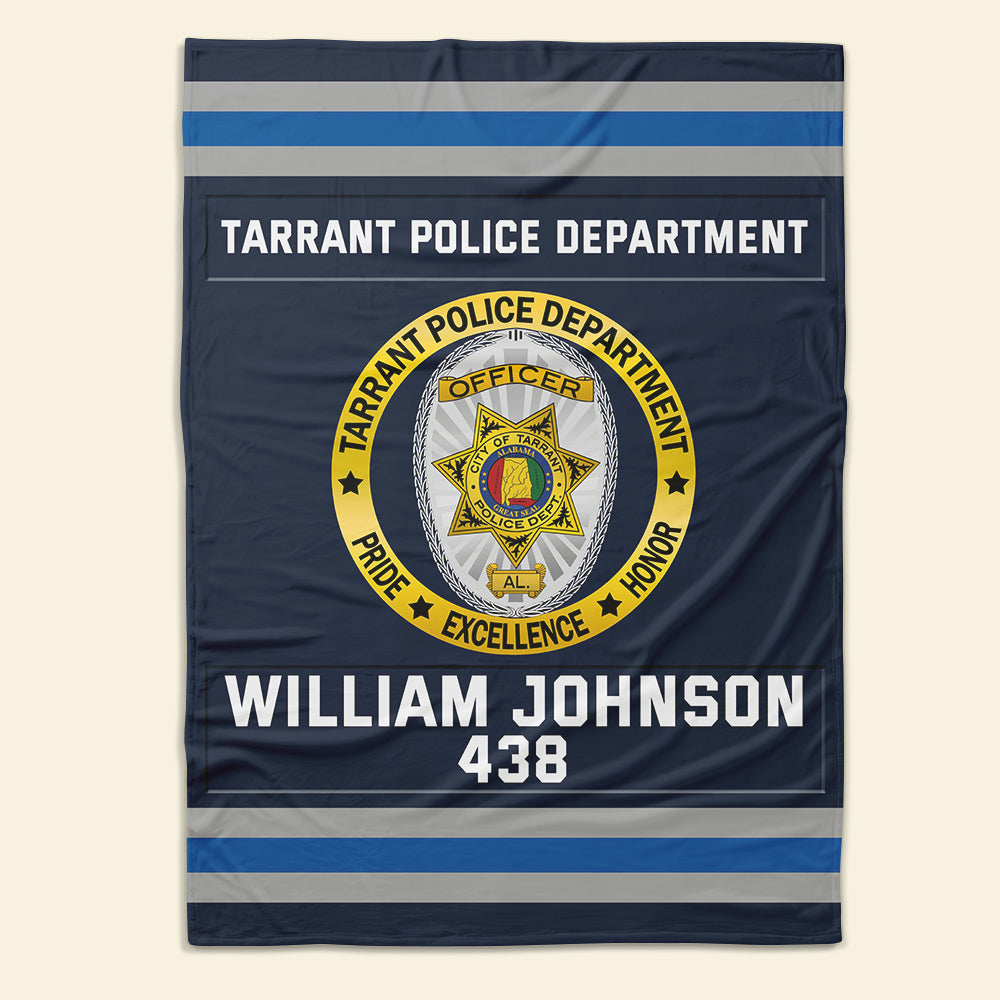 Custom Police Blanket - Personalized Police Department Logo Gift Blanket PopCulturePrints