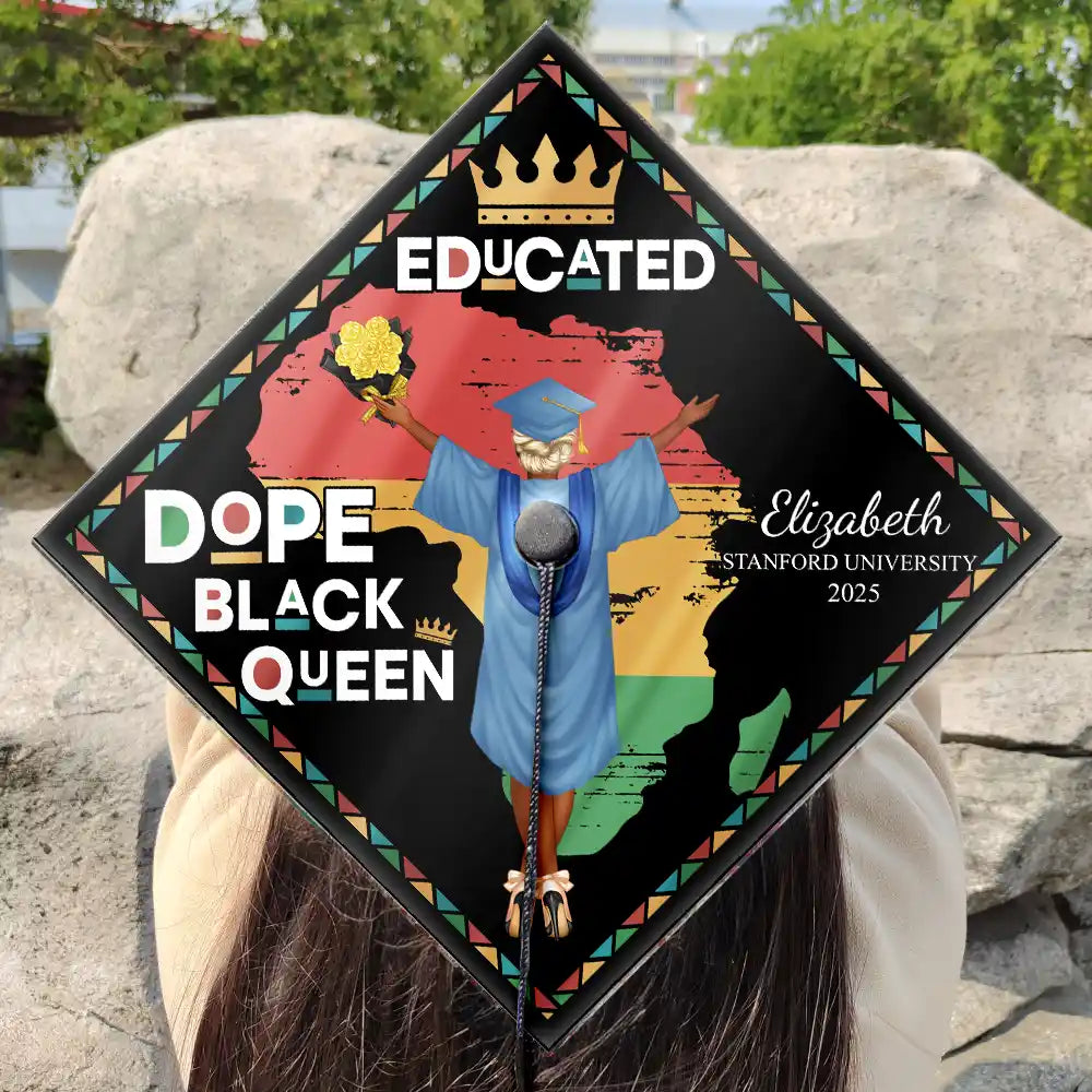 Celebrate Your Achievement - Dope Black King Queen - Personalized Graduation Cap Topper Graduation Cap Topper PopCulturePrints