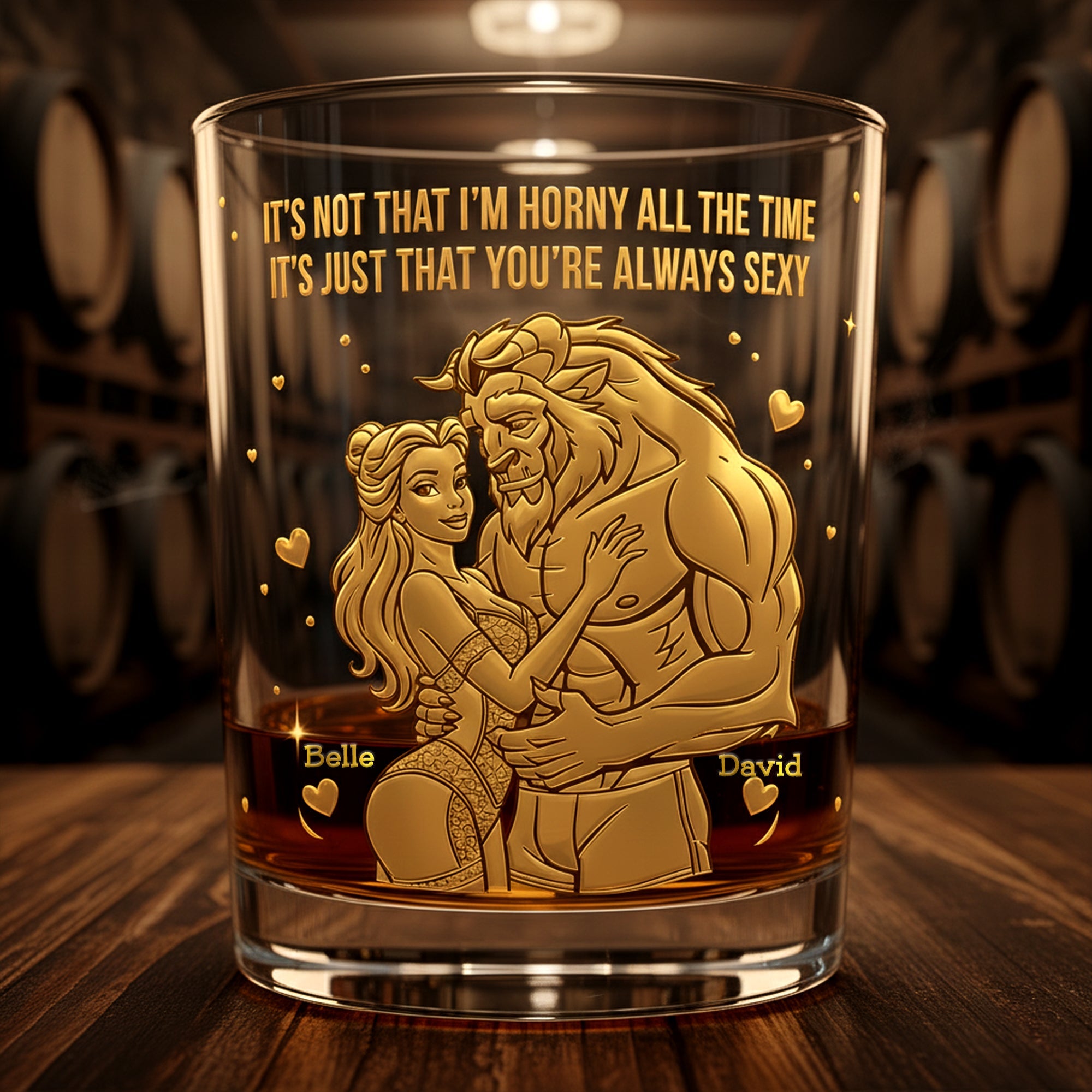 “It's Just That You’re Always Sexy” - Personalized Dreamy Fairytale Couple Round Glass - Unique Gift for Couples Glass PopCulturePrints