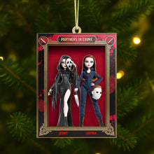 Load image into Gallery viewer, &quot;Partners in Crime&quot; - Horror Dolls Personalized Christmas Ornament - Custom Gift for Best Friends, Horror Enthusiasts, and Collectors Ornament PopCulturePrints
