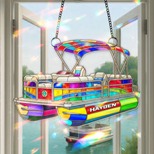Load image into Gallery viewer, Bring Color to Your Space - Colorful Pontoon Boat Suncatcher - Personalized Gifts for Pontoon Enthusiasts Ornament PopCulturePrints
