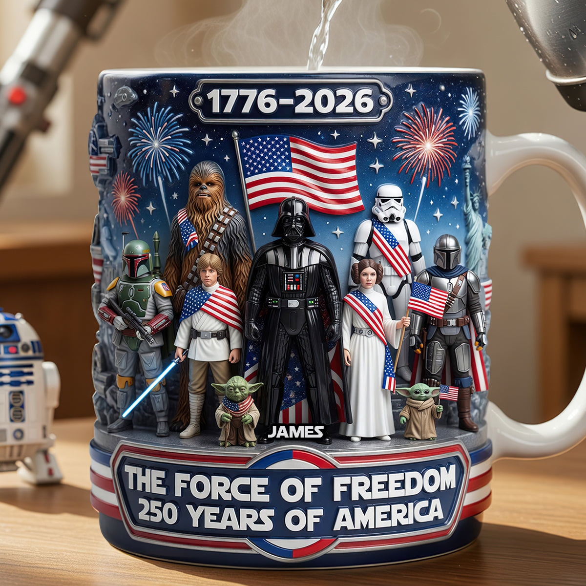 "Celebrating Freedom Together: 250 Years of America" - Personalized Magic Mug - Perfect Gift for Patriots, Friends, and Family