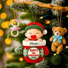 Load image into Gallery viewer, Celebrate Baby&#39;s First Christmas with Personalized Ornament - Custom Gift for New Parents and Cherished Memories Ornament PopCulturePrints

