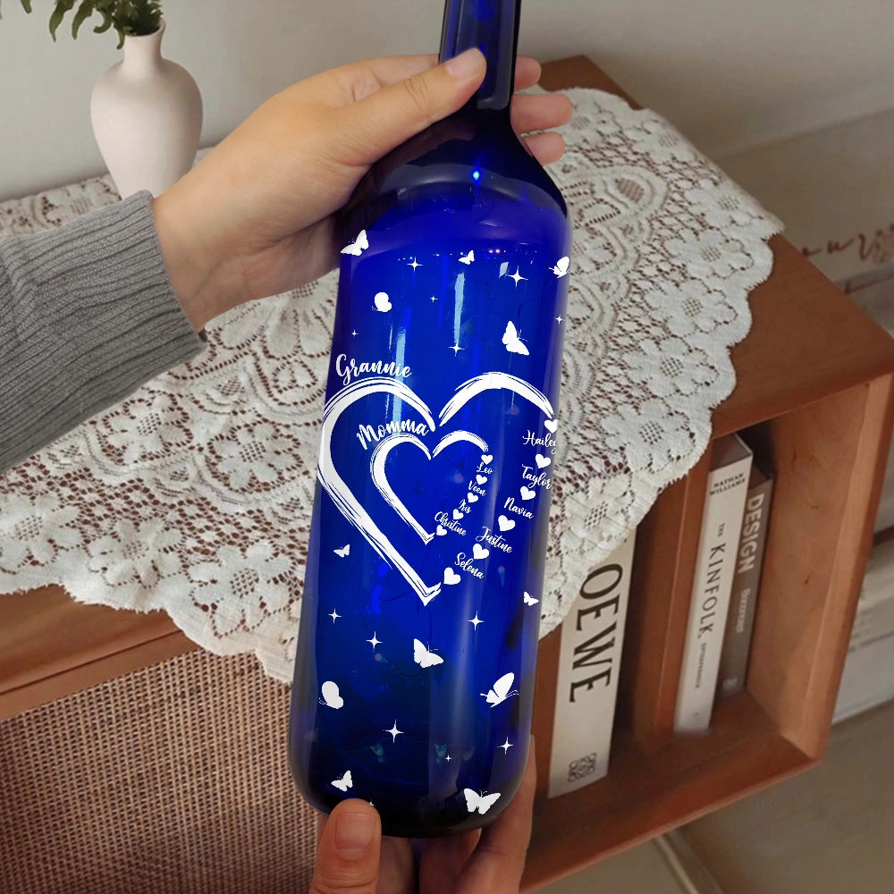 Mom's and Grandma's Sweetheart - Personalized Blue Bottle Light Blue Bottle Light PopCulturePrints