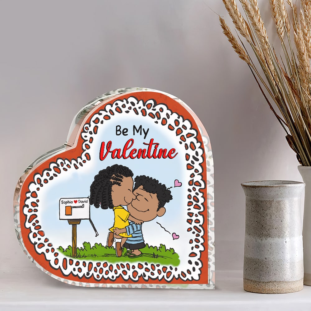 Personalized Heart Plaque – Be My Valentine Gift for Couples Shaped Plaques PopCulturePrints