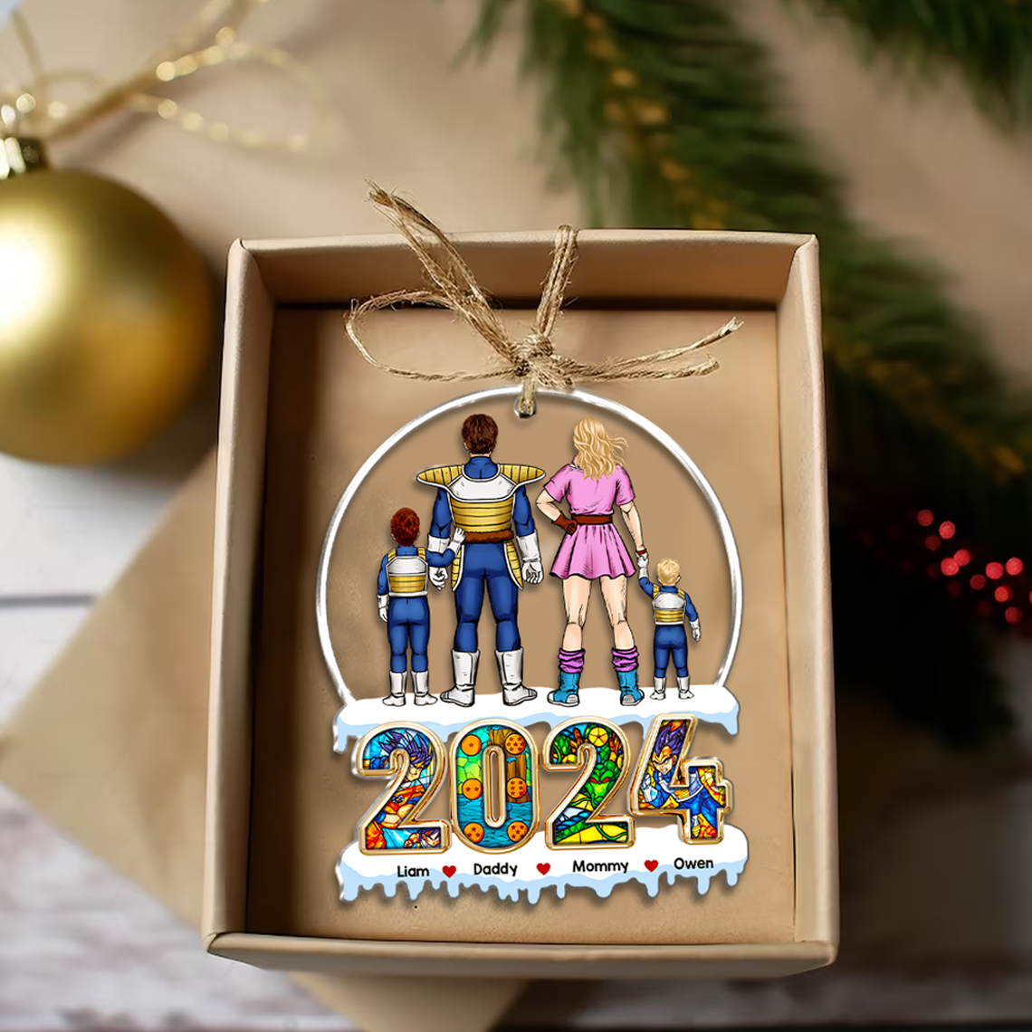 Personalized Family Acrylic Ornament: Superhero Theme for 2024 Ornament PopCulturePrints