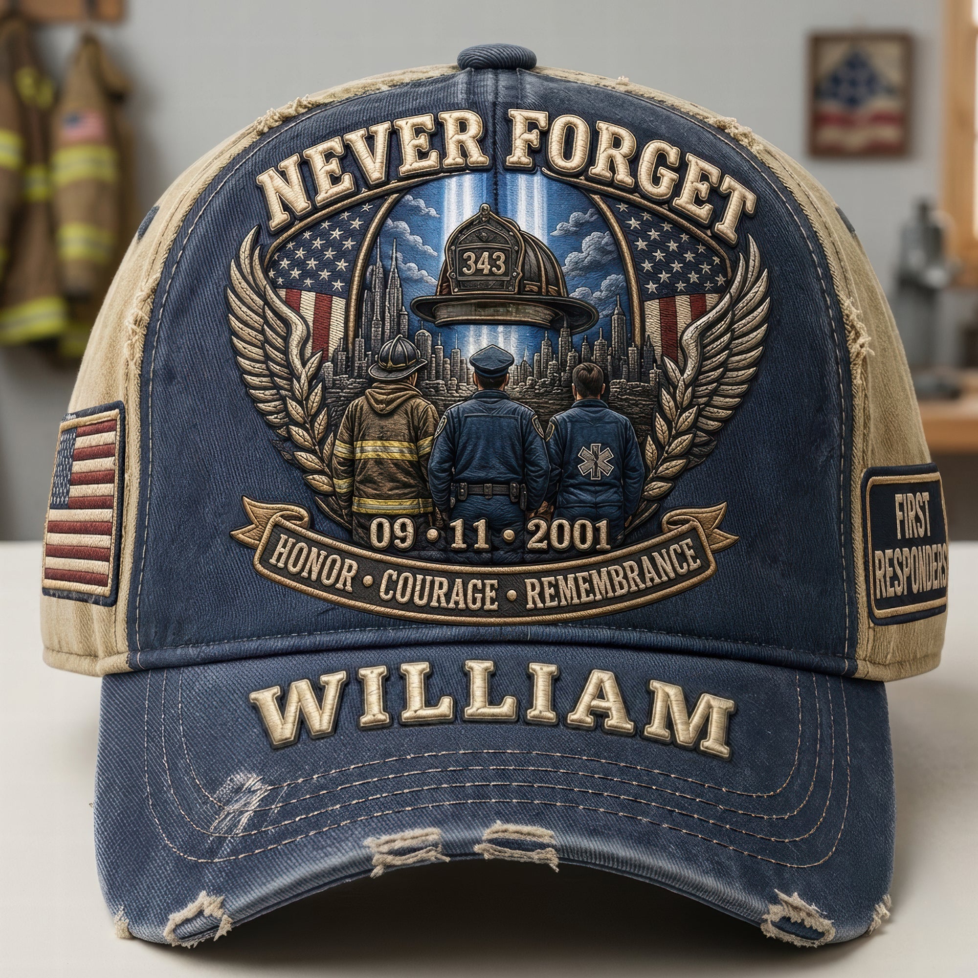 “Never Forget” - Personalized Classic Cap - Gift for First Responders & 9/11 Memorial Enthusiasts