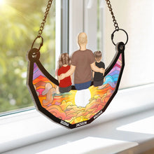Load image into Gallery viewer, Grandpa and Grandkids on the Moon - Personalized Window Hanging Suncatcher Ornament Suncatcher Ornament PopCulturePrints
