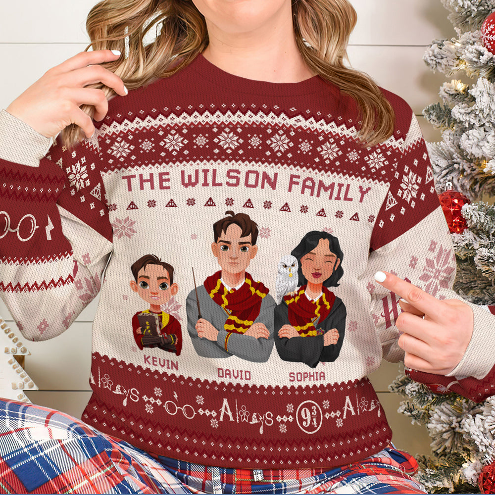 Personalized Harry Potter Family Sweater - Custom Cartoon Portraits