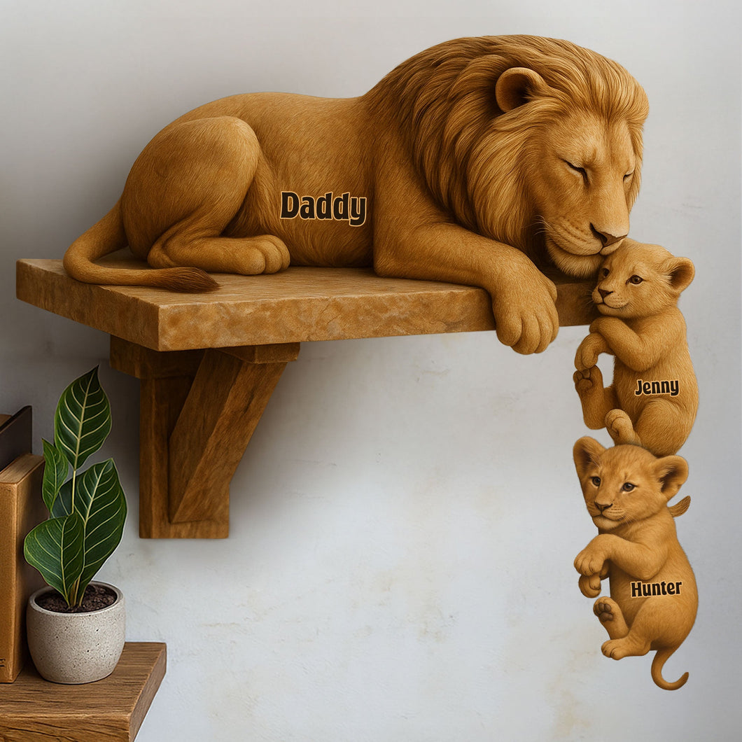 “A Father's Love is Roaring” - Lion Dad Plaque, Personalized Gift for Dad, Grandpa & More Shaped Plaques PopCulturePrints