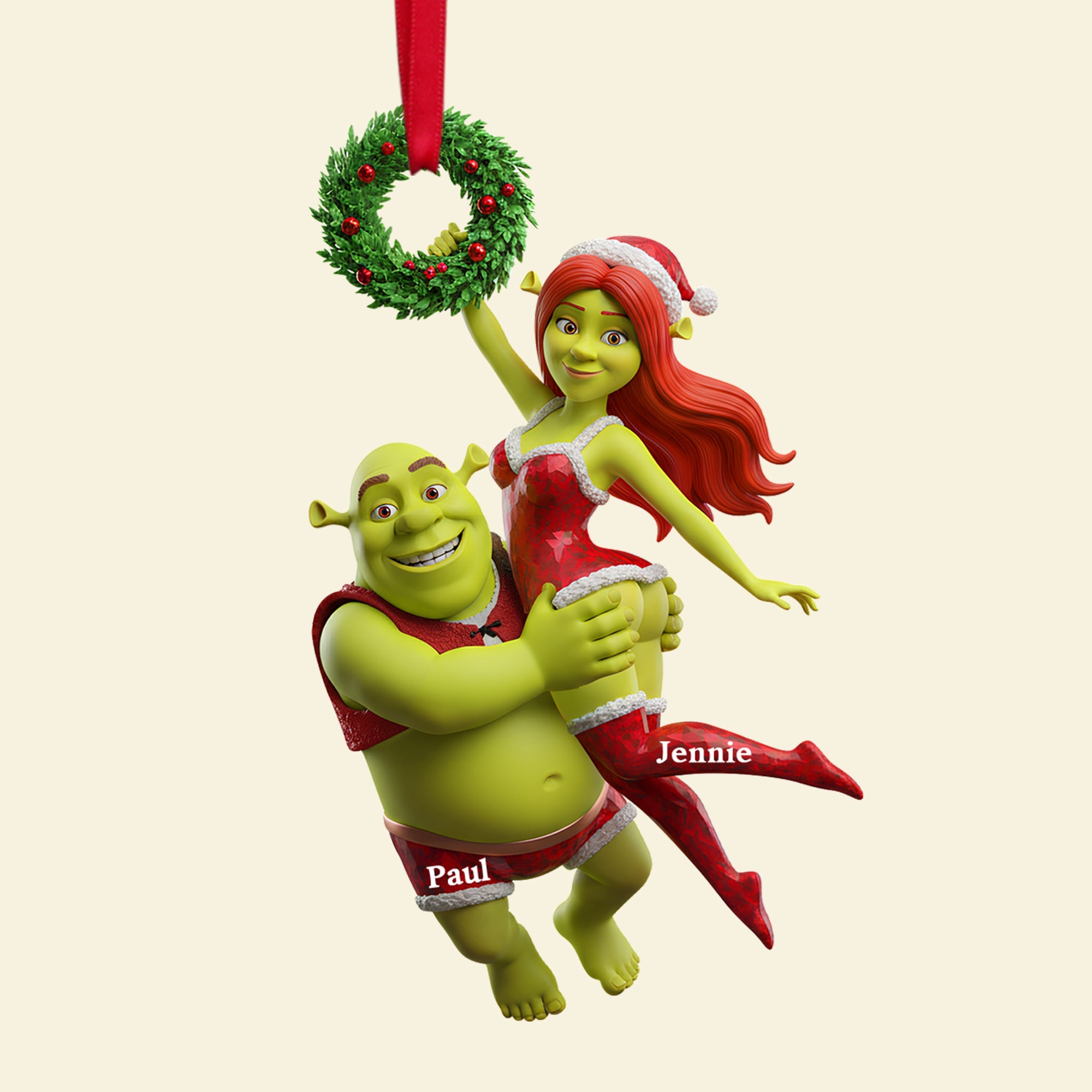 Joyful Green Couple Ornament - A Personalized Gift for Couples Ornament PopCulturePrints