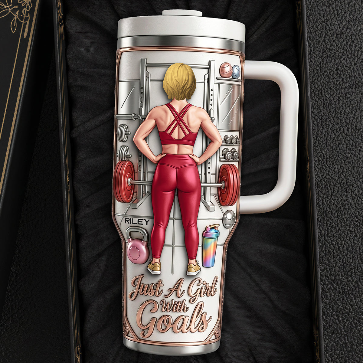 Just A Girl With Goals - Fitness Queen 40oz Tumbler | Personalized Gift for Gym Lovers Tumbler Cup PopCulturePrints