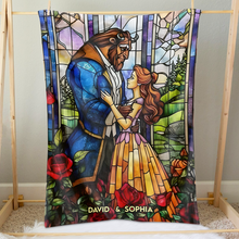 Load image into Gallery viewer, Personalized Beauty &amp; Beast Couple Blanket
