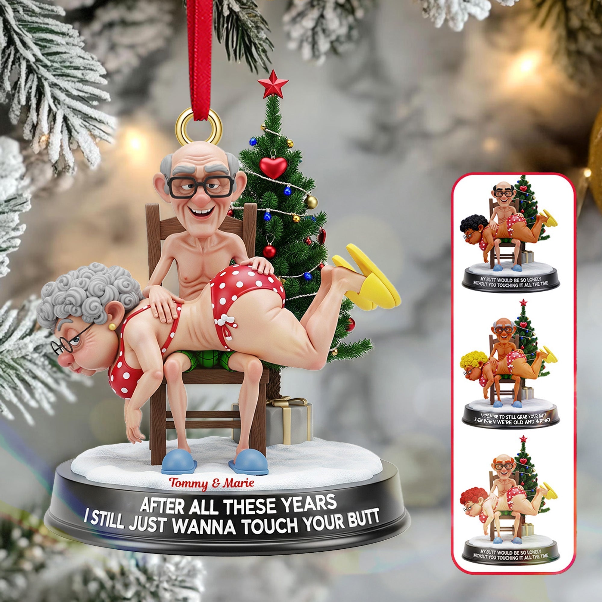 "After All These Years, I Still Just Wanna Touch Your Butt" - Funny Old Couple Ornament - Personalized Christmas Gift for Couples Ornament PopCulturePrints