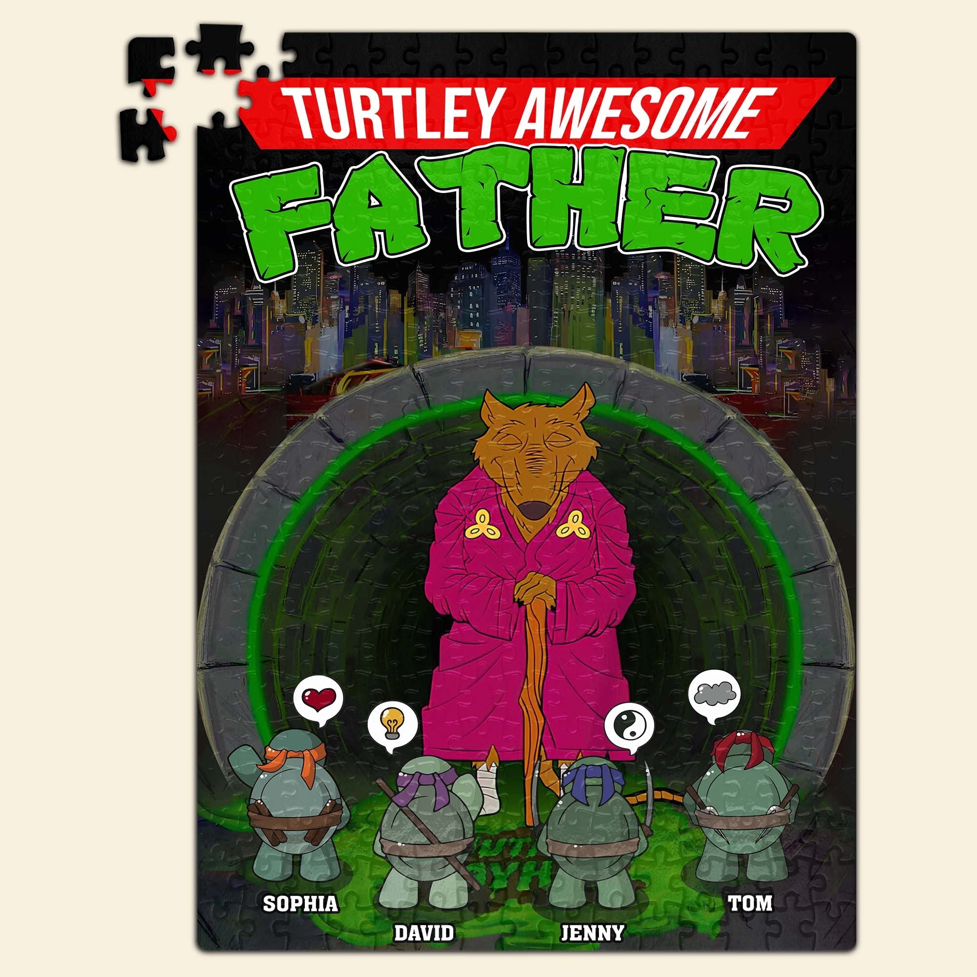 Personalized Turtley Awesome Father Jigsaw Puzzle