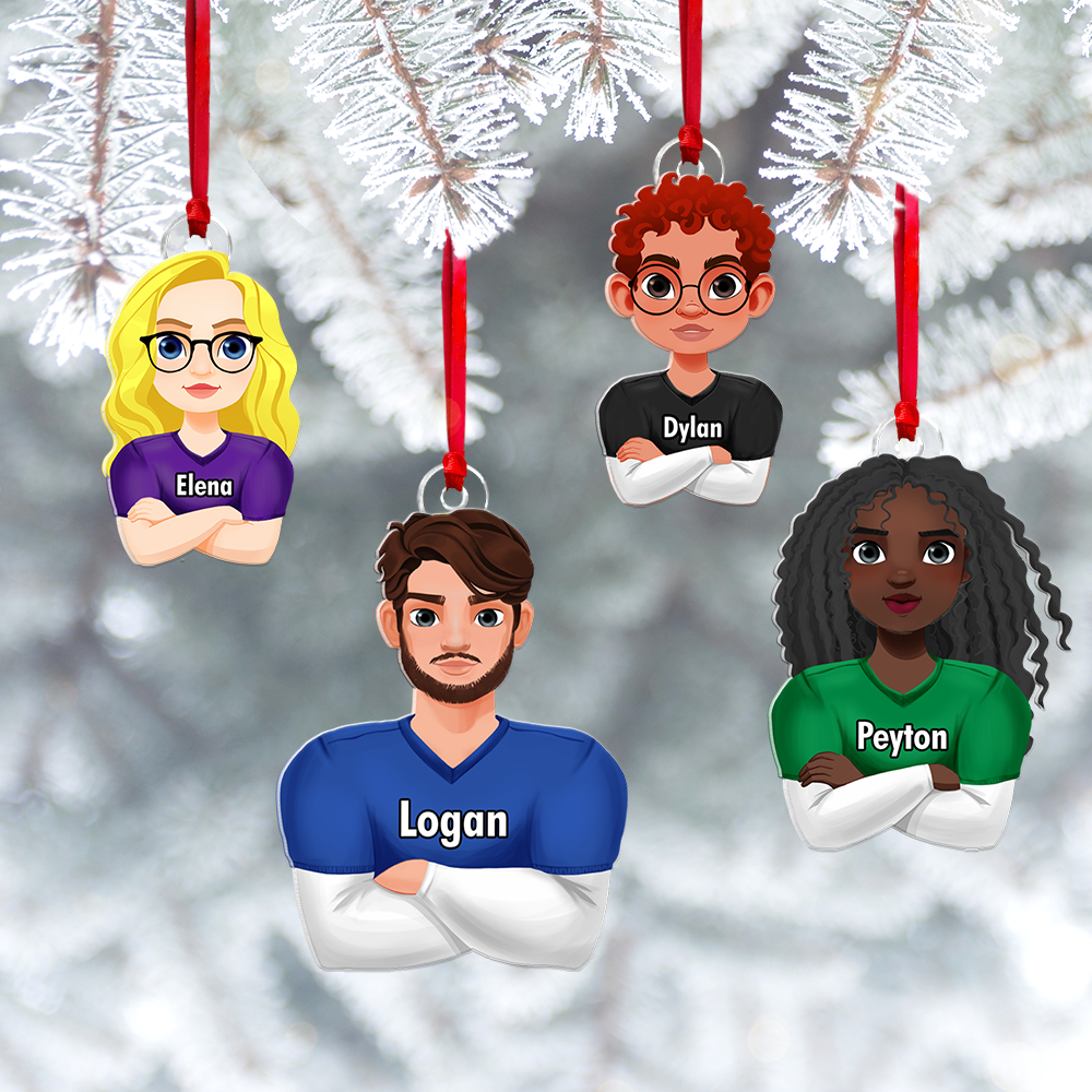 Custom Football Couple Acrylic Ornament - Personalized Valentine's Day Gifts Ornament PopCulturePrints