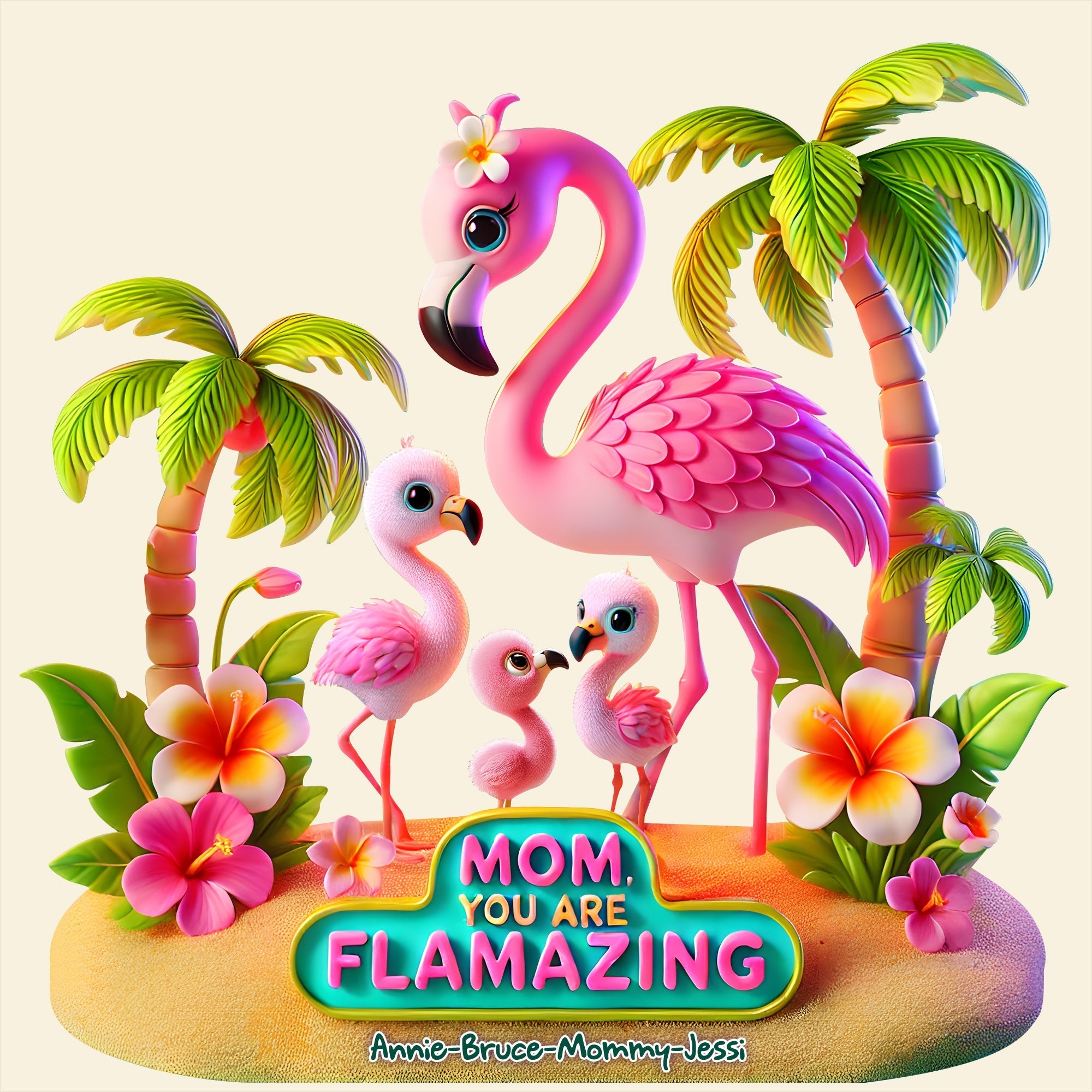Mom, You Are Flamaz-ing - Personalized Flamingo Mom Acrylic Plaque Gift Shaped Plaques PopCulturePrints