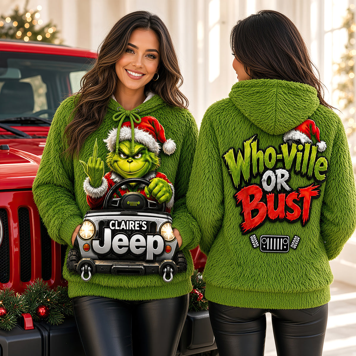 “Who-Ville or Bust”: Personalized Grinch Off-Road Journey 3D Shirt - Custom Gift for Off-Road Lovers