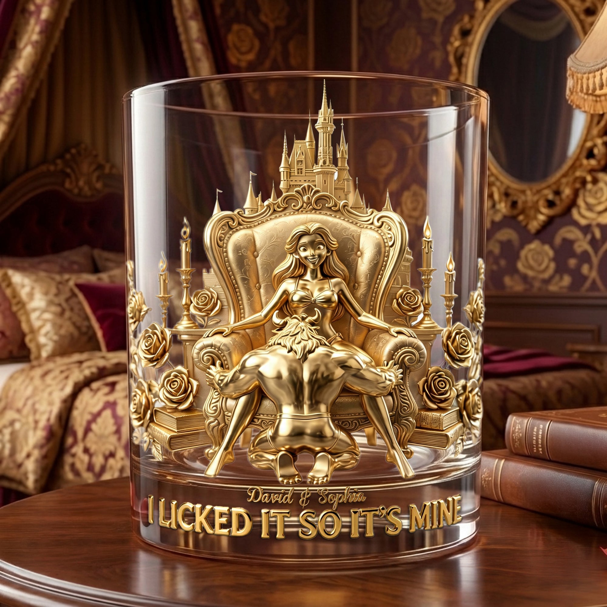 "I Licked It So It's Mine" - Personalized Couple Whiskey Glass - Custom Gift for Couples, Friends, and Family Glass PopCulturePrints