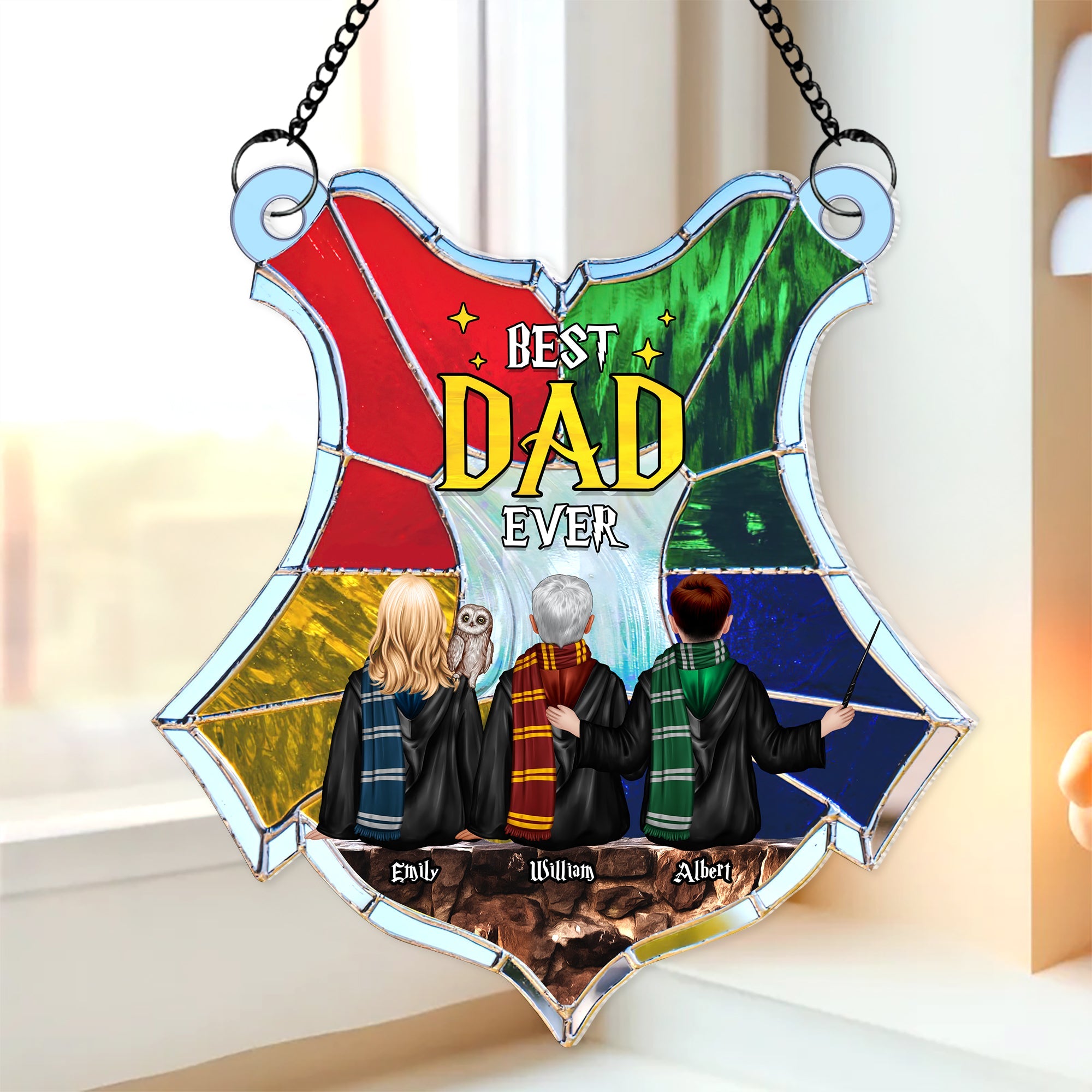 Best Dad Ever Personalized Harry Potter-inspired Stained Glass Plaque