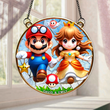 Load image into Gallery viewer, Personalized Mario &amp; Princess Peach Suncatcher Ornament for Couples Ornament PopCulturePrints
