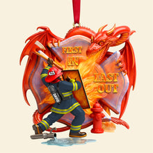 Load image into Gallery viewer, Firefighting with Dragon Acrylic Ornament - Personalized Gift for Firefighters Ornament PopCulturePrints
