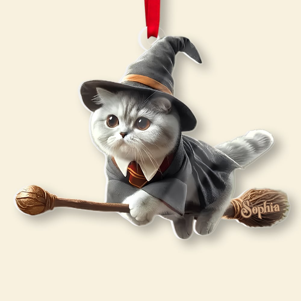 Personalized Wizard Cat Acrylic Ornament for Cat Lovers