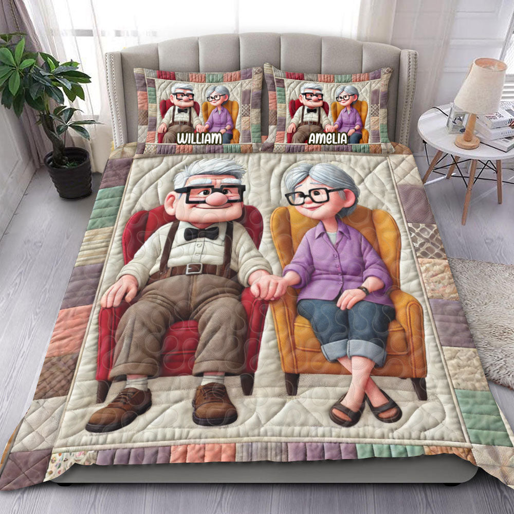 Personalized Cartoon Couple Quilt Bedding Set - Unique Gift for Loved Ones Blanket PopCulturePrints