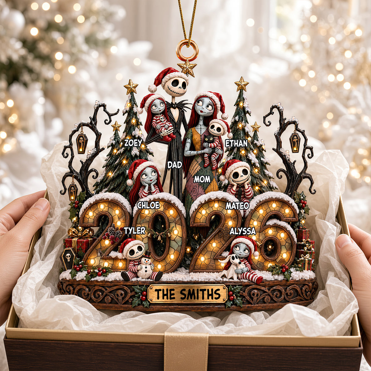 “Celebrate Your Spooky Family Spirit” - Spooky Family Christmas Ornament - Personalized Gifts for Family Ornament PopCulturePrints
