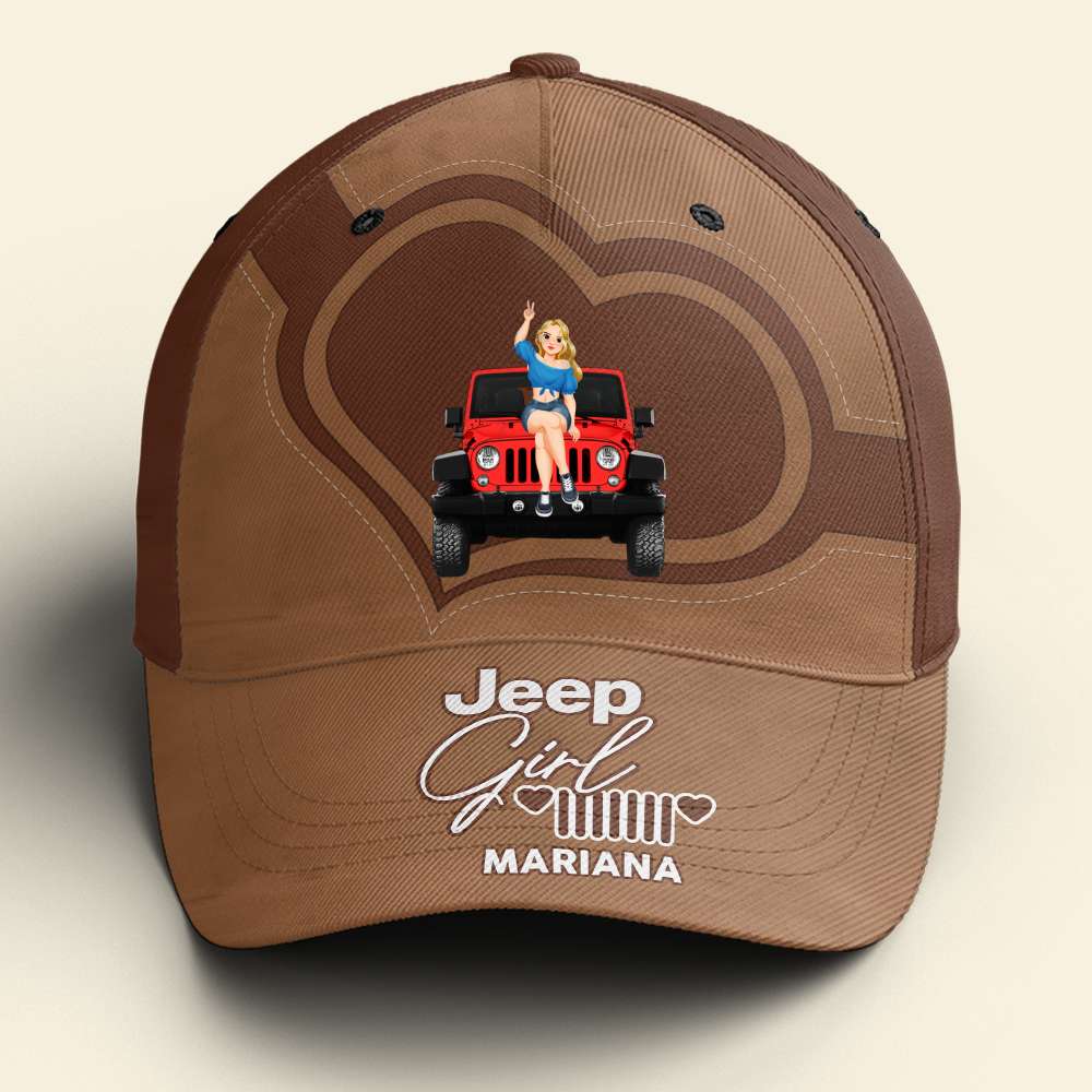 Personalized Jeep Girl Cap with Pink Camo Design