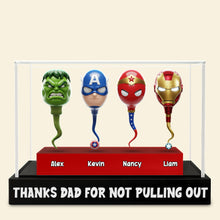 Load image into Gallery viewer, Thanks Dad for Not Pulling Out! - Super Sperm Dad Plaque - Personalized Gift for Dad, Grandpa &amp; More Shaped Plaques PopCulturePrints
