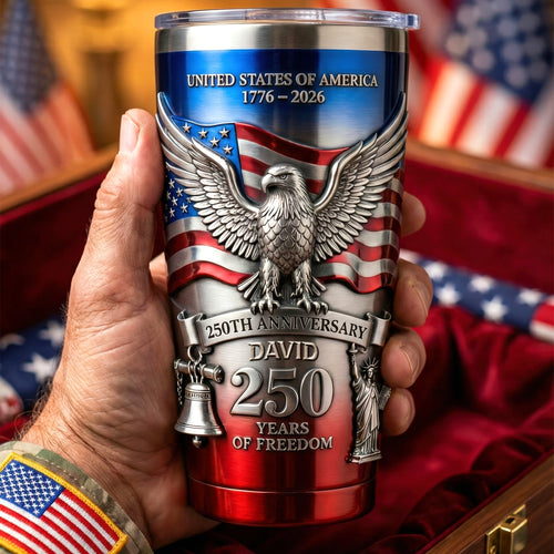 Celebrate Freedom: Proud Anniversary Tumbler - Personalized Gift for Patriots Tumbler Cup PopCulturePrints