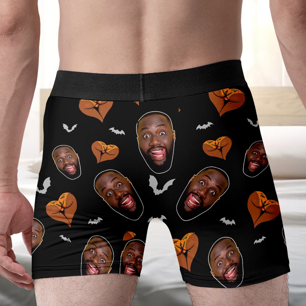 Custom Halloween Couple Boxer Briefs - Big Broom Rider & Pumpkin Snatch Finder