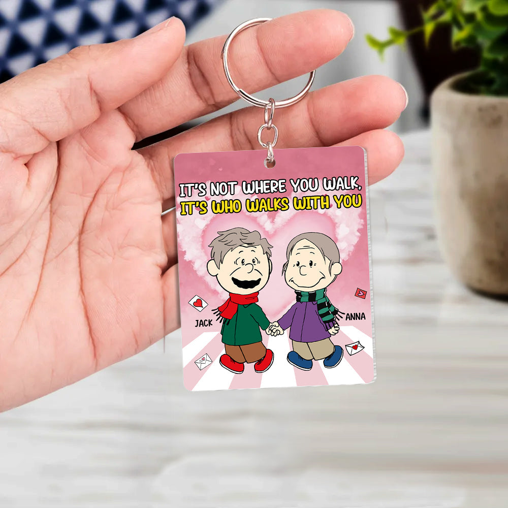 Personalized Couple Keychain - Who Walks With You Keychains PopCulturePrints